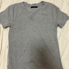 灰色　スリムTシャツ　Vネック