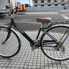 27インチ自転車】6段変速 LEDオートライト付 前後タイヤ、鍵新品