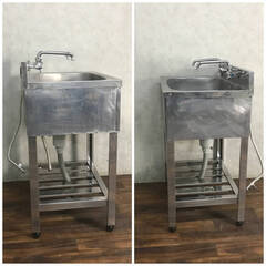 🔷🔶🔷WY7/84 東製作所 azuma ステンレス 1槽 シンク 流し台 1層 蛇口付き 2口 業務用 店舗用 厨房機器 W60×D45×H89cm ★直接引き取り歓迎◆🔷🔶🔷