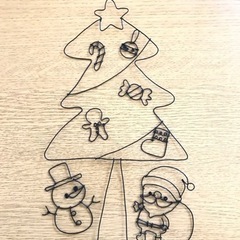 クリスマス飾り　サンタクロース　クリスマスツリー　ワイヤークラフト