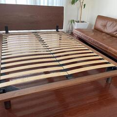 無印良品【廃版名品】ダブルベッドフレーム・ヘッドボード・木製脚 ウォルナット材