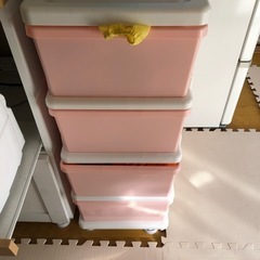 収納ケース4段  【ピンク】
