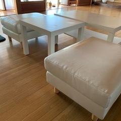【問い合わせ】ホワイト　テーブルとソファーの4点セット