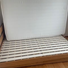 収納付き木製セミダブルベッド/マットレス付き(無印良品)