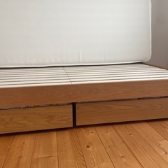 収納付き木製セミダブルベッド/マットレス付き(無印良品)