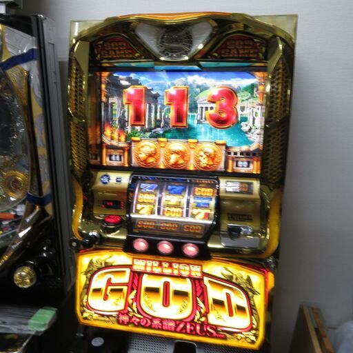 パチスロ実機 ミリオンゴッド 神々の系譜 コイン不用機 ボリューム調整付き スロット機 |江別市のリサイクルショップドロップ