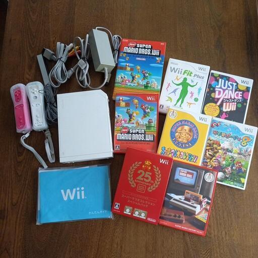 任天堂　wii本体　wii fitバランスボード　ゲームソフト5本　中古品