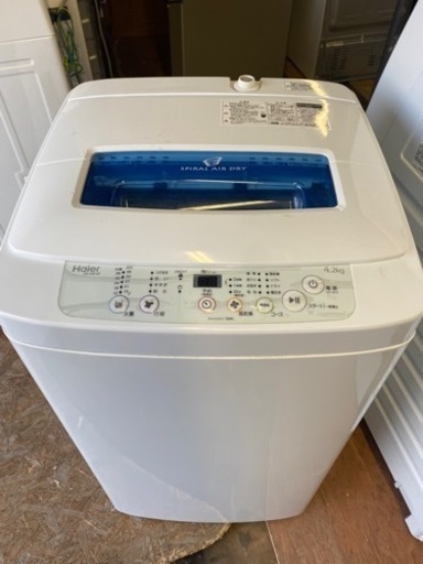福岡市内配送無料　洗濯機 4.2kg ハイアール JW-K42LE-W ワンルームなどに最適な小型タイプ 1人暮らし 単身用