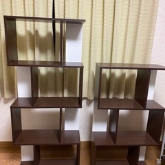 家具 収納家具 飾り棚大小&キャスターつきワゴン