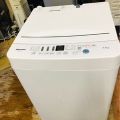 福岡市内配送設置無料　2020年　ハイセンス 4．5kg全自動洗濯機 エディオンオリジナル ホワイト HW-E4503