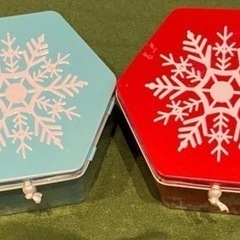 スノークリスタル缶　ミラー付き　空き缶　KALDI 雪の結晶