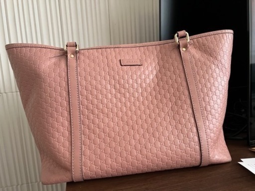 GUCCI   肩掛け GG柄 トートバッグ シマレザー ピンク