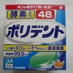 【定価の半額で】酵素入りポリデント48錠　入れ歯洗浄剤マウスピー...