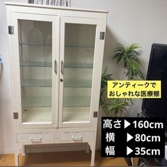 収納棚 飾り棚 アンティーク医療棚 キャビネット　ガラスショーケ...