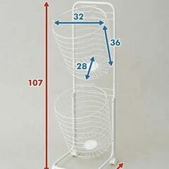 山善 ランドリーラック 幅35×奥行40×高さ107cm コンパクト ワイヤー