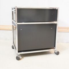 UMS Haller(ハラー)のロールボーイ/鍵付です♪モダンクラシックなデザインはデスクのサイドワゴンはもちろんリビングやキッチン収納などとしても活躍する2段キャビネットです！DJ444