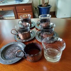 新品コーヒーカップ・銅彫り皿５セット２８００円