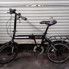自転車　中古　折りたたみ自転車　HUMMER　2020年製　外装6段変速　フロントライト付き　タイヤ20インチ　カラーブラック