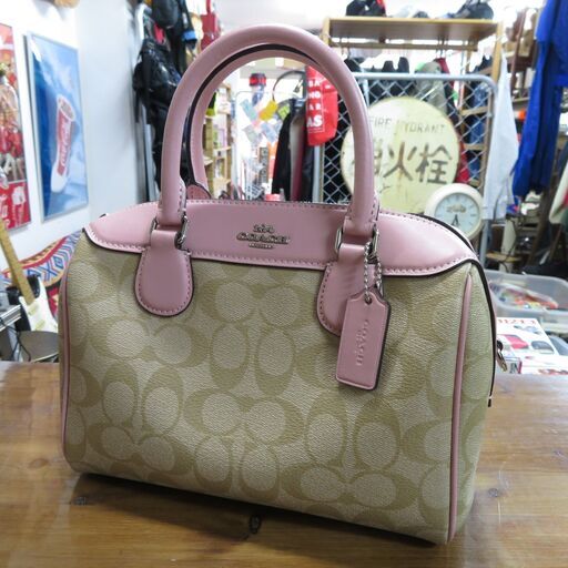 状態良好 COACH コーチ シグネチャー ハンドバッグ ストラップ付 ピンク ショルダーバッグ 2Way A1922-F32203 |江別市のリサイクルショップドロップ