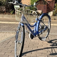 アリアーテ ブルー外装6段変速 ジュニア用 後ろプラスチックバスケット付