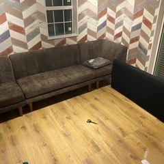 ダイニング5点セット　(テーブル+2Pソファ2脚+1Pソファ1脚+コーナーソファ1脚) 幅120-180