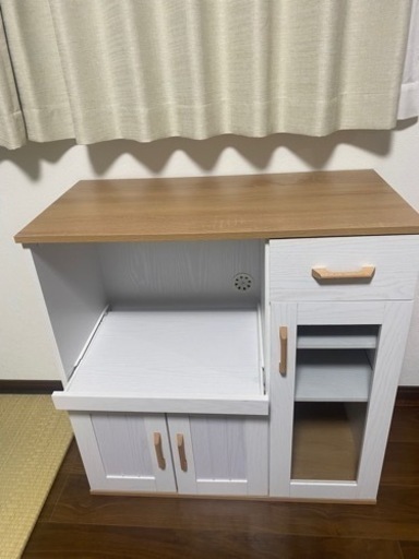 ★ジモティ割あり★  レンジボード ダークブラウン　白 H200×D50×W119.5 クリーニング済み OJ6938 中古】水戸市の食器棚、キッチン収納を格安/激安/無料であげます・譲り