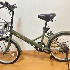 折り畳み自転車　20インチ　カーキ色