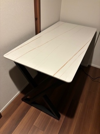 デスク テーブル セラミック天板 白