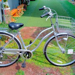 ※商談成立※　　　　　　　　　　　　　　　 ２７インチ　シティーサイクル　完全整備品　７段変速　シルバー