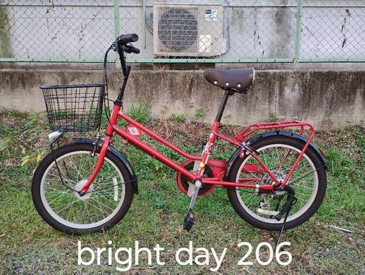 ★極美品★アサヒ bright day206★20インチ ミニベロ★外装6段★LEDオート/レッド★ cateye vero9付！