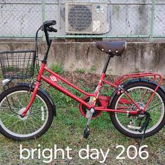 ★極美品★アサヒ bright day206★20インチ ミニベロ★外装6段★LEDオート/レッド★ cateye vero9付！