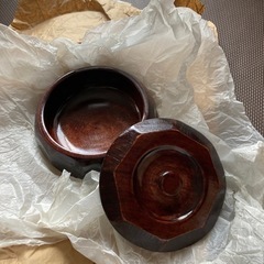 木製丸型蓋付き菓子鉢