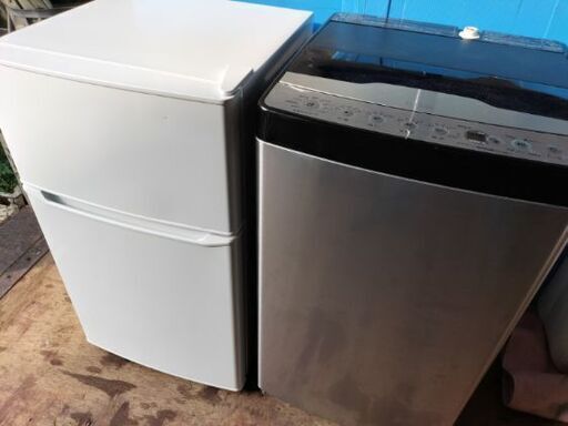 お買い得セット!!ハイアール（Haier）JR-N85C 2ドア冷凍冷蔵庫 85L 2021年製·ハイアール(Haier) JW-XP2CD55F 全自動洗濯機 5.5K 2020年製　2点セット