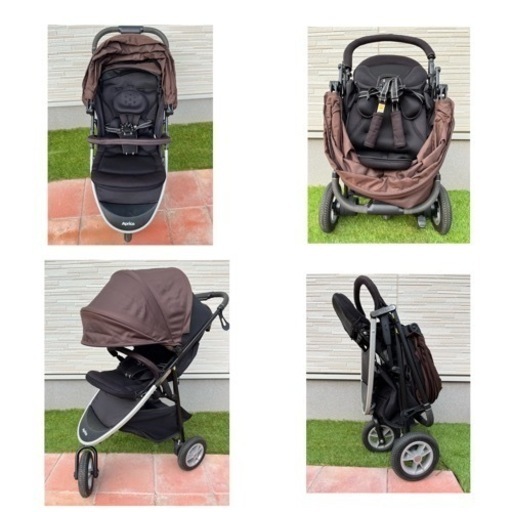 [お取引き中]Aprica アップリカ　スムーヴ　3輪ベビーカー+フットマフ+雨避けカバー　★美品　横浜市内引き渡し可 お取引き中]Aprica アップリカ スムーヴ 3輪ベビーカー+フットマフ+雨