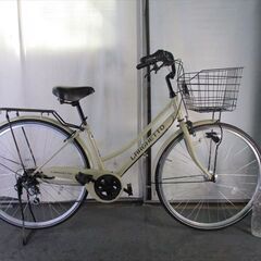 D120　★限定特価★ 中古自転車 アイボリー【　27インチ　軽快車　6段　LEDオートライト 】 D120 ☆限定特価☆ 中古自転車 アイボリー【 27インチ 軽快車 6段 LED