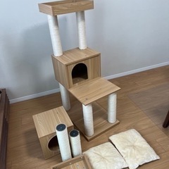 キャットタワー 据え置き 木製キャットタワー 猫タワー ログハウ...