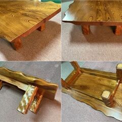 屋久杉 ローテーブル ガラス天板付◆約W1200×D650×H300◆希少 一枚板 鹿児島 世界遺産 リビングテーブル 和室 伝統工芸 和モダン