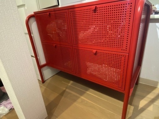 \u003c11／25迄\u003e IKEA ニッケビー　赤　シェルフ　棚