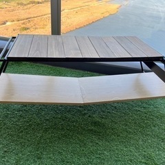 アイアン工房 アイアンテーブル太板 収納バッグ、下段ラック付き