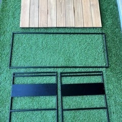 アイアン工房 アイアンテーブル太板 収納バッグ、下段ラック付き