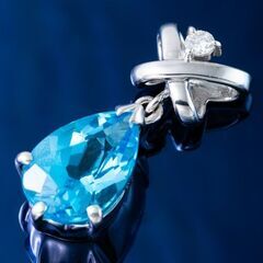 K18WG ブルートパーズ・ダイヤモンド ペンダント 品番p22-96