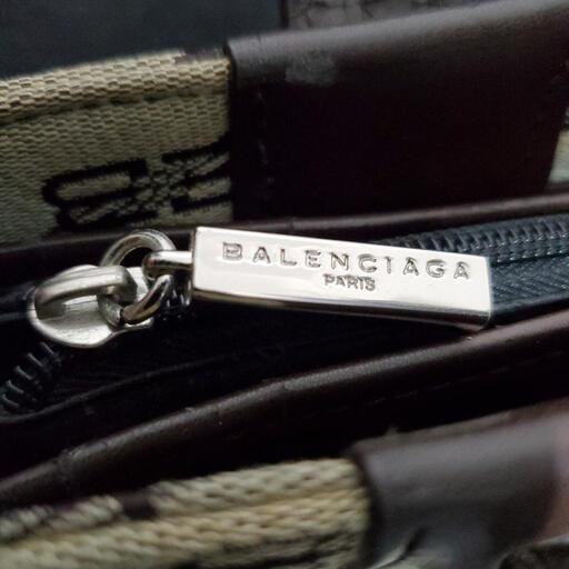 【希少】バレンシアガ ミニ トートバッグ BB ロゴ レザー 本革 茶色 BALENCIAGA 総柄\n