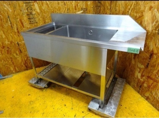 (1148-0) 業務用 ステンレス ダスト付き 1槽 ソイルドシンク 食洗機右側 W1285D620H800BG150 中古 一槽 1層 流し台 厨房 お引き取りも歓迎