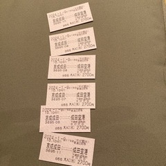 【ネット決済・配送可】京成成田から空港第2ビルまで　回数券6枚
