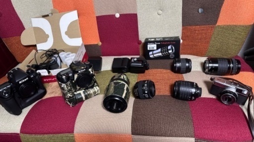 【総額数十万円】デジタル一眼レフカメラ フラッグシップ機 各レンズ Nikon OLYMPUS Canon フィルムカメラ iPhone スマホ用望遠レンズ ストロボ など【全てまとめての金額】保管場所での引き取りは値引きします