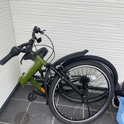 ー取引中ー折り畳み自転車／26インチ／GRN／FDーMTB266SK／Wサス／アーミーグリーン