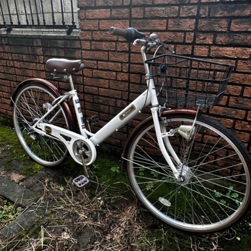 ママチャリ自転車 26インチ カゴ/鍵/6段変速/オートライト付 身長155-180cm