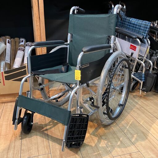 岐阜店限定車いす KS50-3843 グリーン マキテック 背折れ・自走式※非課税 展示品現状販売(保証書なし)
