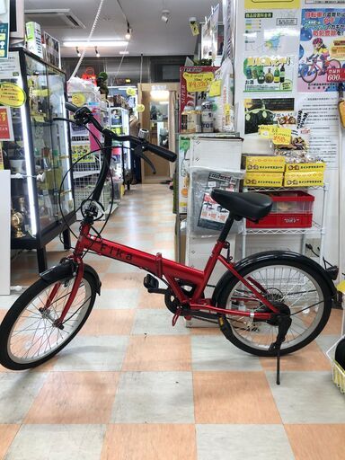 美品! 折りたたみ自転車 6段変速 Fika ﾚｯﾄﾞ 20ｲﾝﾁ