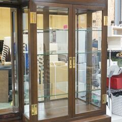 (Y)北大前! 札幌 引取 Karimoku/カリモク domani/ドマーニ Morganton/モーガントン 3連飾り棚 キャビネット キュリオケース 最高峰 家具 中古